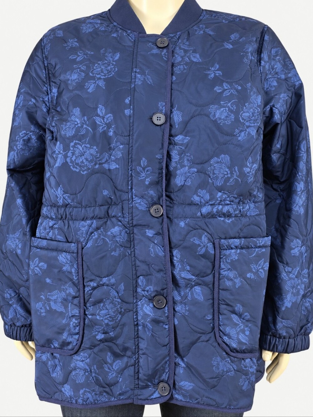 Torrid Becca Floral Navy Quilted Barn Jacket 3X Plus Size NWT